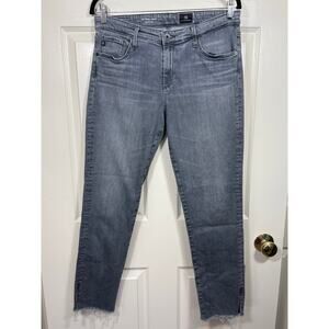 AG Adriano Goldschmied Prima Mid Rise Ankle Cigarette Leg Jeans Gray Raw Hem 32